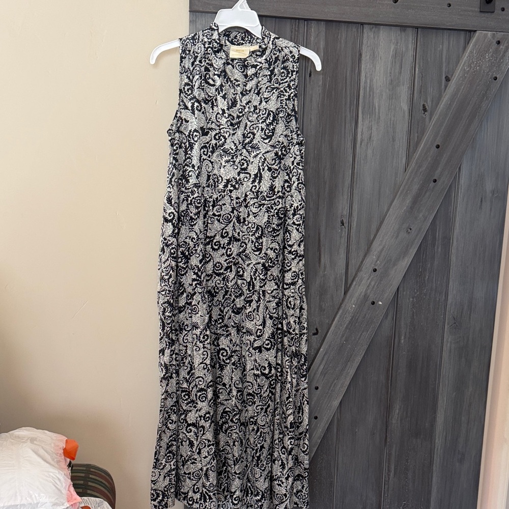 Maeve Black and White Flowered Maxi Dress